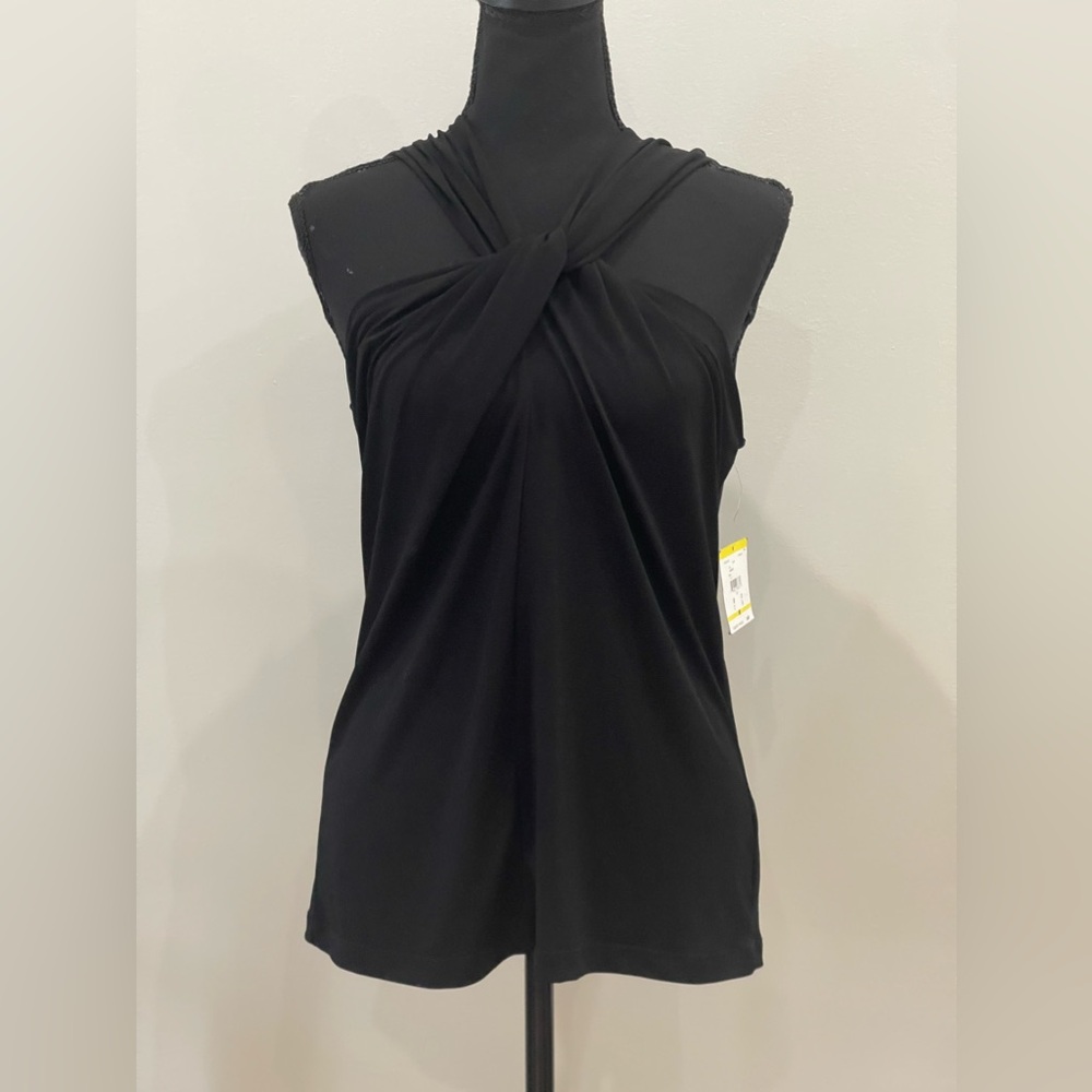 EUC Anne Klein Black Twist Sleeveless Blouse